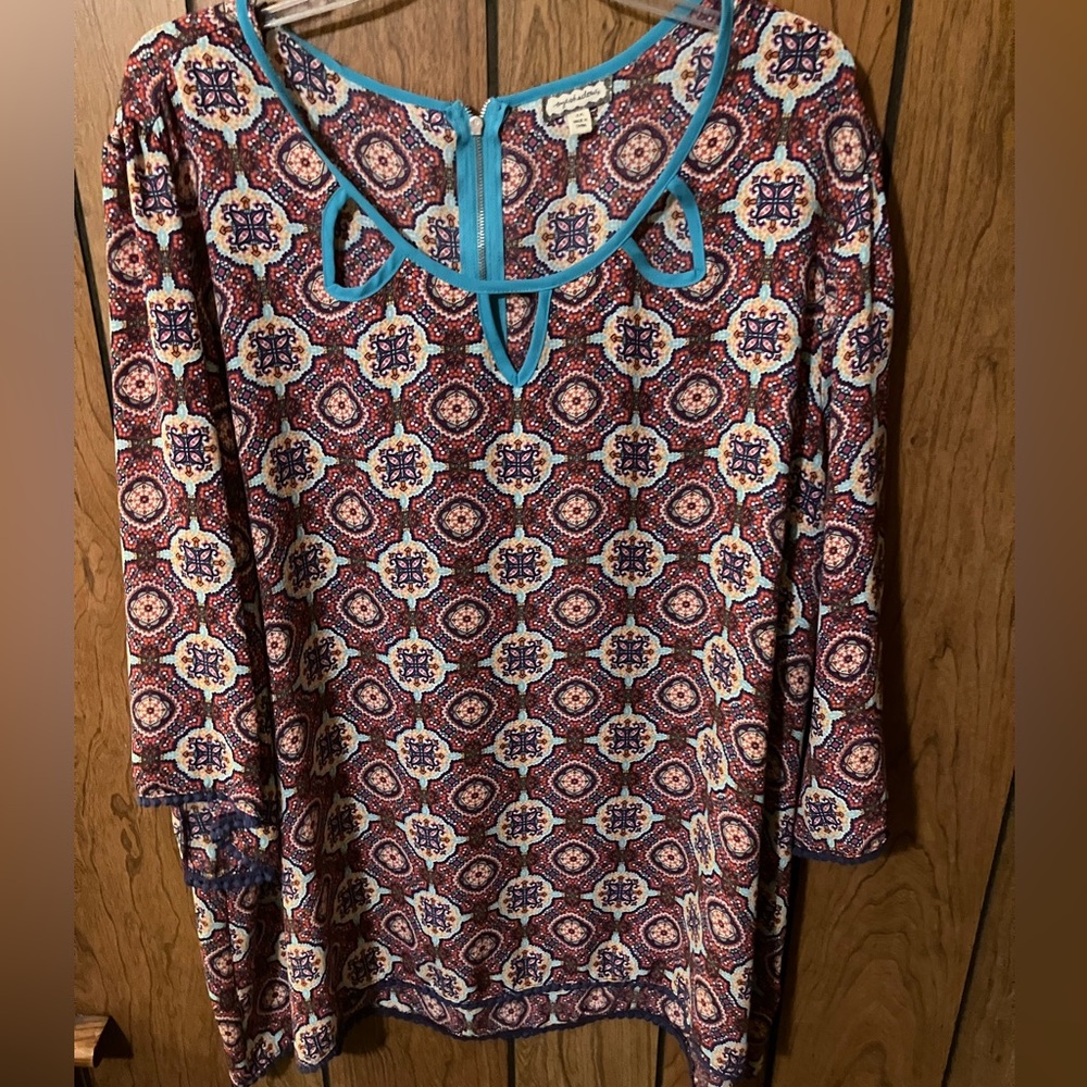Boho 3/4 sleeve cutout top in 3x